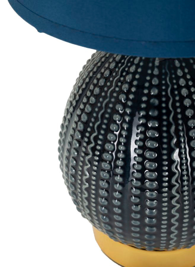 Blaue Keramik Nachttischlampe Stoffschirm Flavi Moderner Akzent