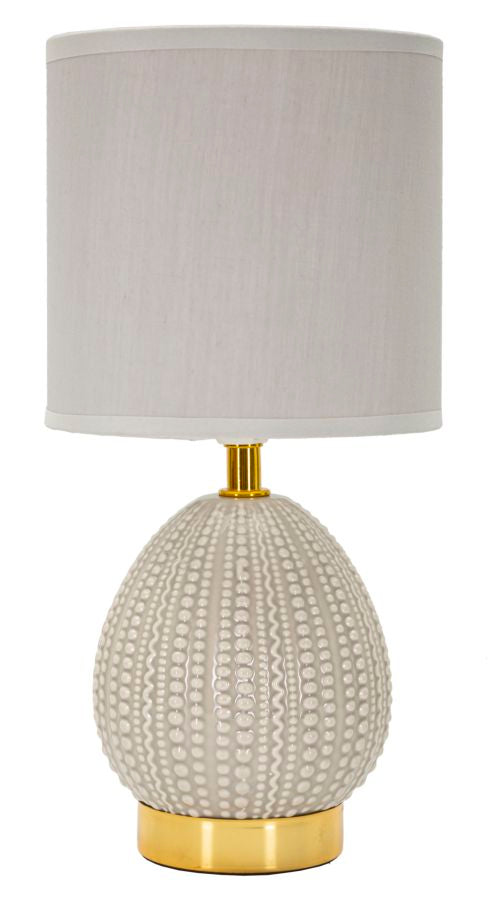 Graue Keramik Nachttischlampe Stoffschirm Flavi Kollektion