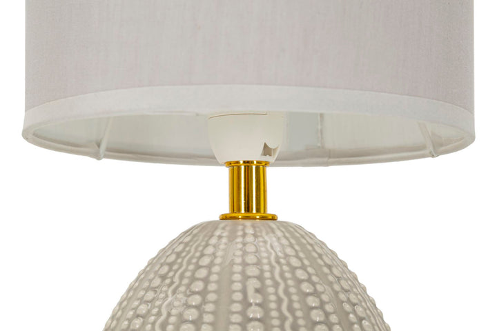 Graue Keramik Nachttischlampe Stoffschirm Flavi Kollektion