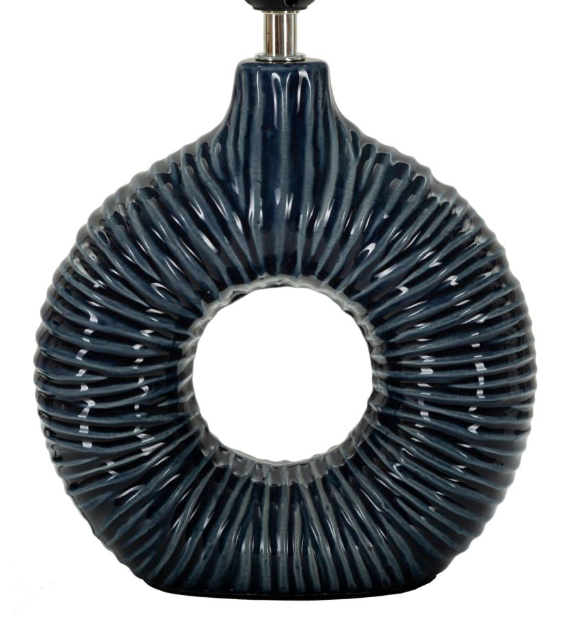 Blaue Keramik Tischlampe Stoffschirm Seta Moderner Stil