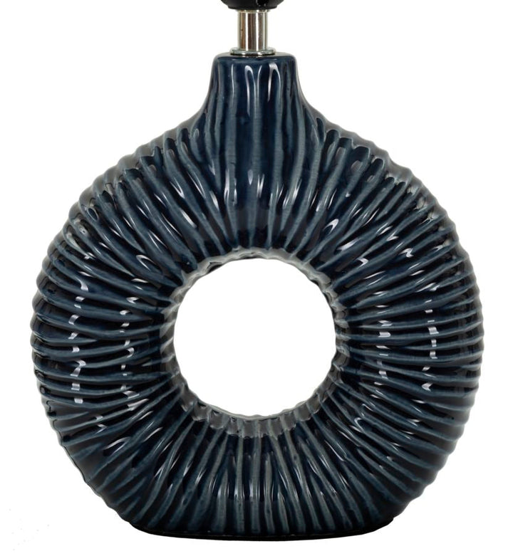 Blaue Keramik Tischlampe Stoffschirm Seta Moderner Stil