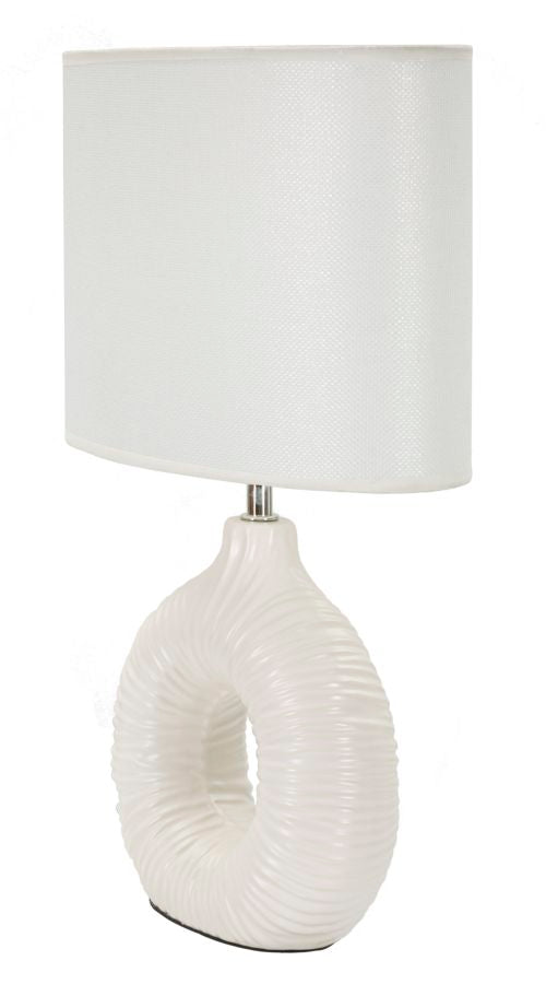 Weisse Keramik Tischlampe Stoffschirm Seta Moderner Akzent
