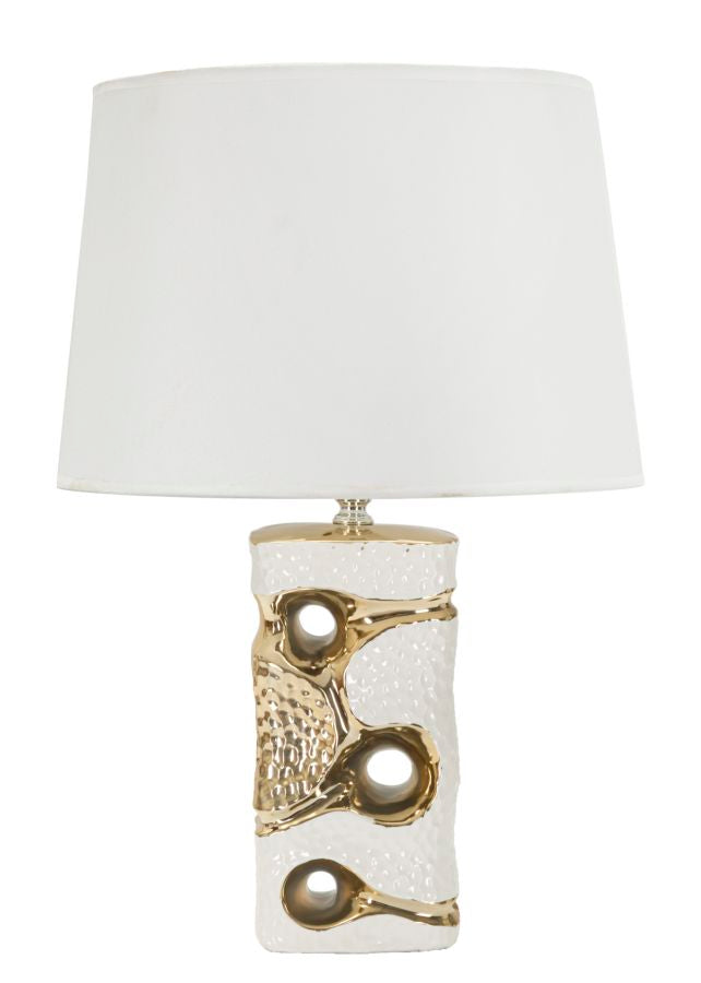 Weiss Gold Tischlampe Stoffschirm Florida Kollektion
