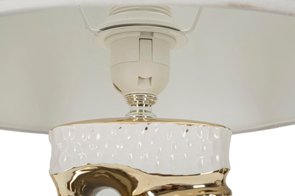 Weiss Gold Tischlampe Stoffschirm Florida Kollektion