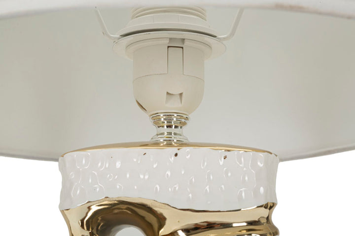 Weiss Gold Tischlampe Stoffschirm Florida Kollektion