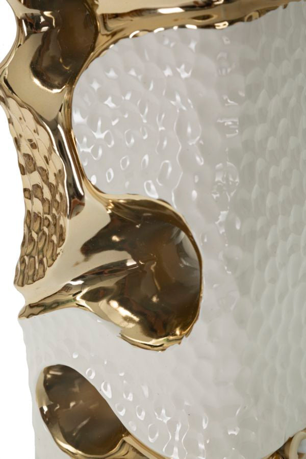 Weiss Gold Tischlampe Stoffschirm Florida Kollektion