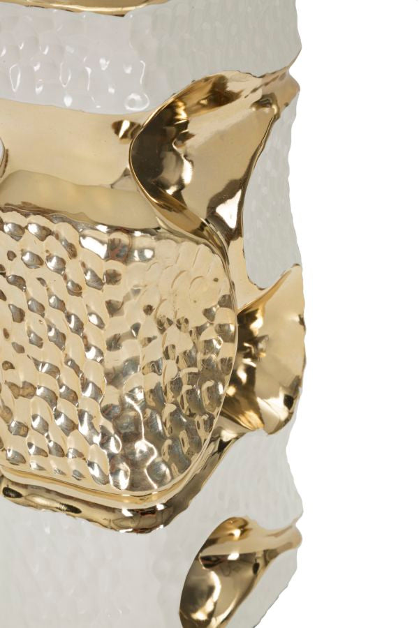 Weiss Gold Tischlampe Stoffschirm Florida Kollektion