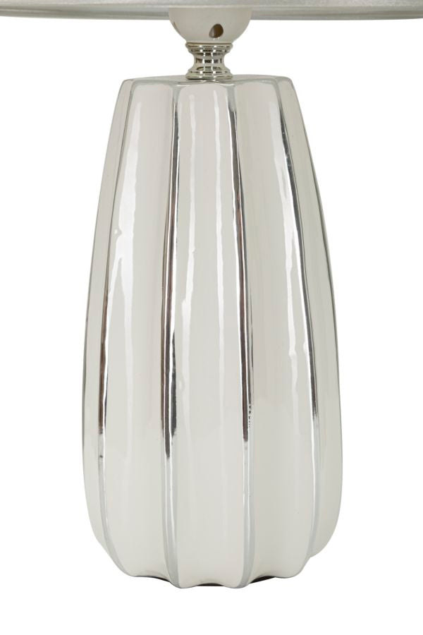 Weiss Keramik Tischlampe Stoffschirm Emmi Modernes Design