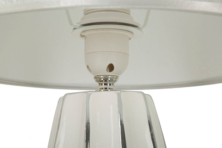 Weiss Keramik Tischlampe Stoffschirm Emmi Modernes Design