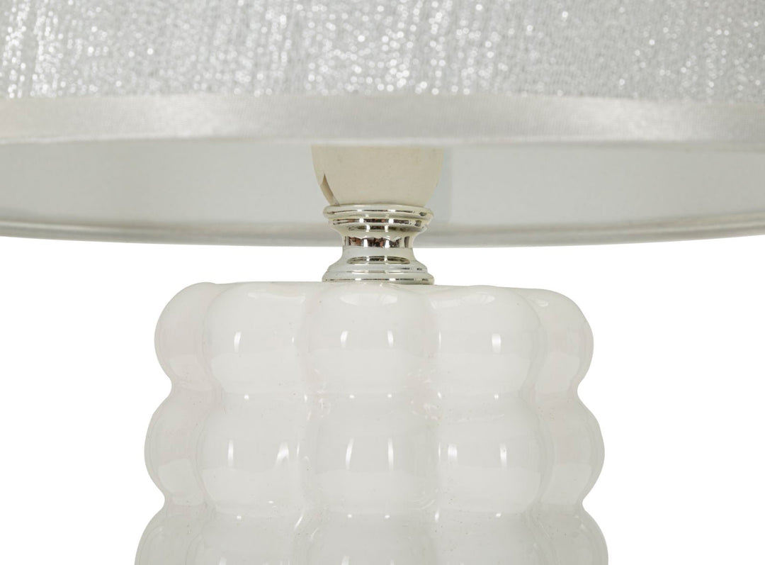 Weiss Keramik Tischlampe Stoffschirm Lace Zeitgenoessisch