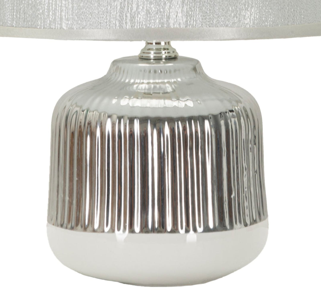 Weiss Silber Tischlampe Stoffschirm Lucina Kollektion