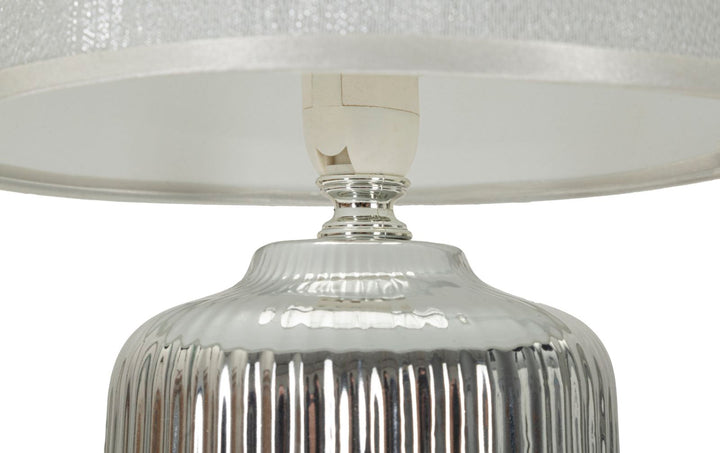 Weiss Silber Tischlampe Stoffschirm Lucina Kollektion