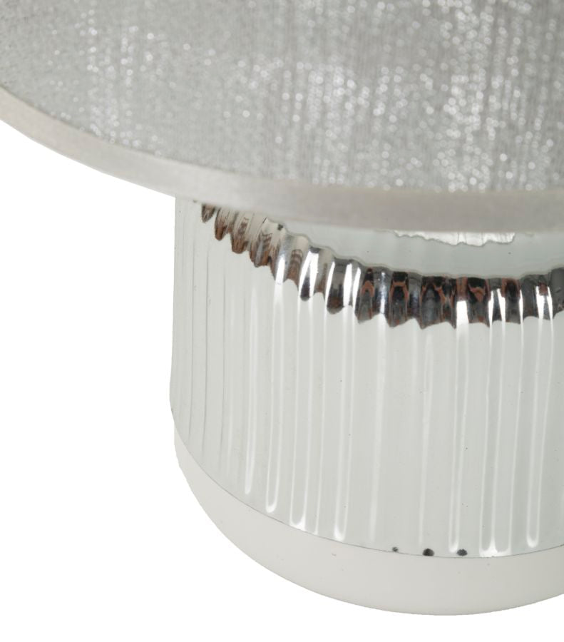 Weiss Silber Tischlampe Stoffschirm Lucina Kollektion