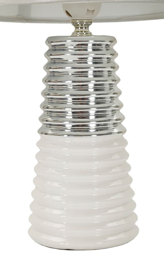 Weiss Silber Tischlampe Stoffschirm Candela Modernes Design