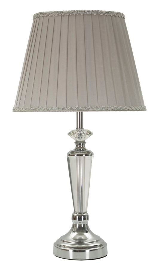 Silber Tischlampe Grauer Stoffschirm Slivery Kollektion