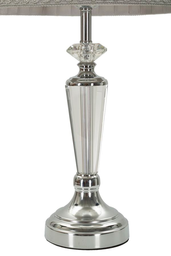 Silber Tischlampe Grauer Stoffschirm Slivery Kollektion