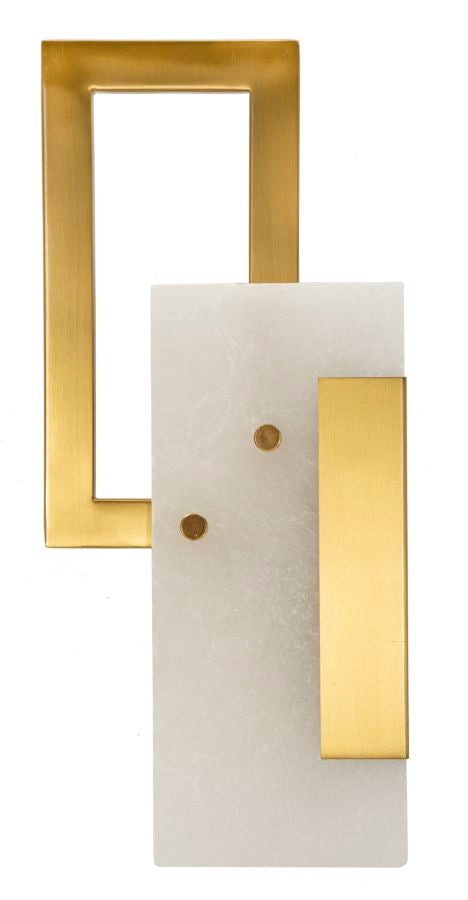 Gold Rechteck Wandleuchte Weisser Schirm Cube Zeitgenoessisch