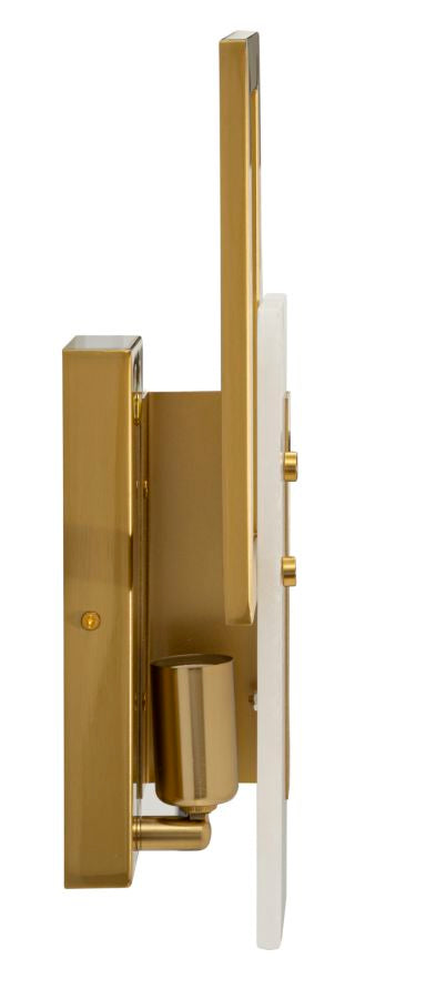 Gold Rechteck Wandleuchte Weisser Schirm Cube Zeitgenoessisch