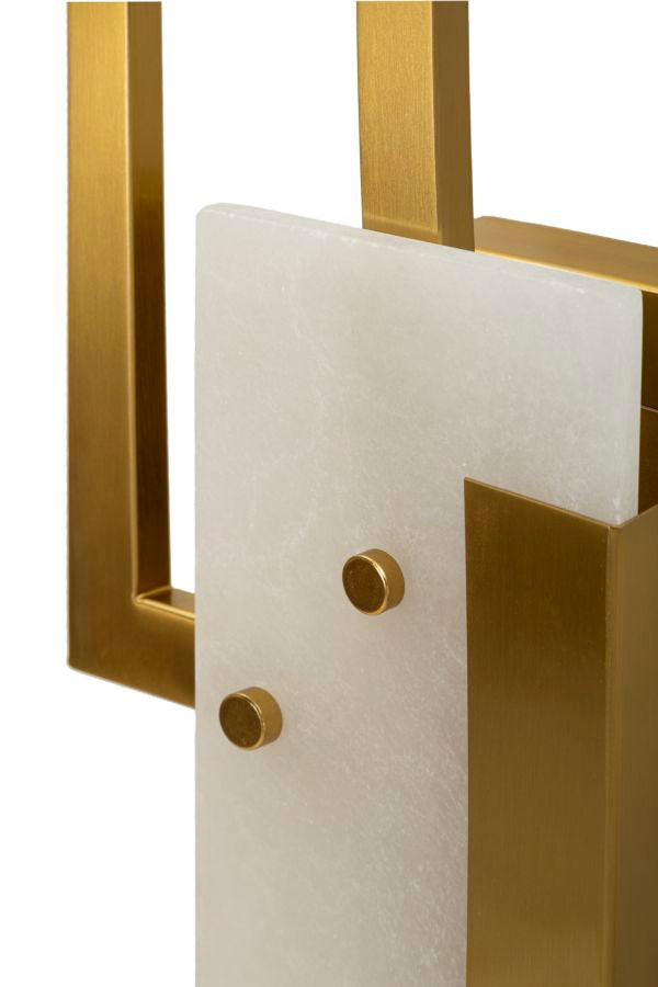 Gold Rechteck Wandleuchte Weisser Schirm Cube Zeitgenoessisch