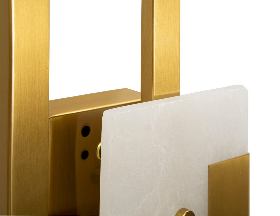 Gold Rechteck Wandleuchte Weisser Schirm Cube Zeitgenoessisch