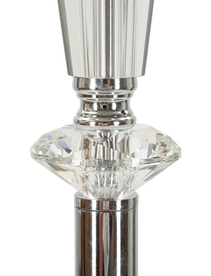 Silber Stehlampe Grauer Stoffschirm Slivery Modernes Design