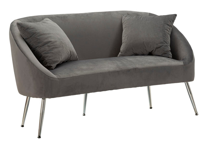 Graphitgrau Samt Sofa Mit Kissen Silvery 2 Sitzer
