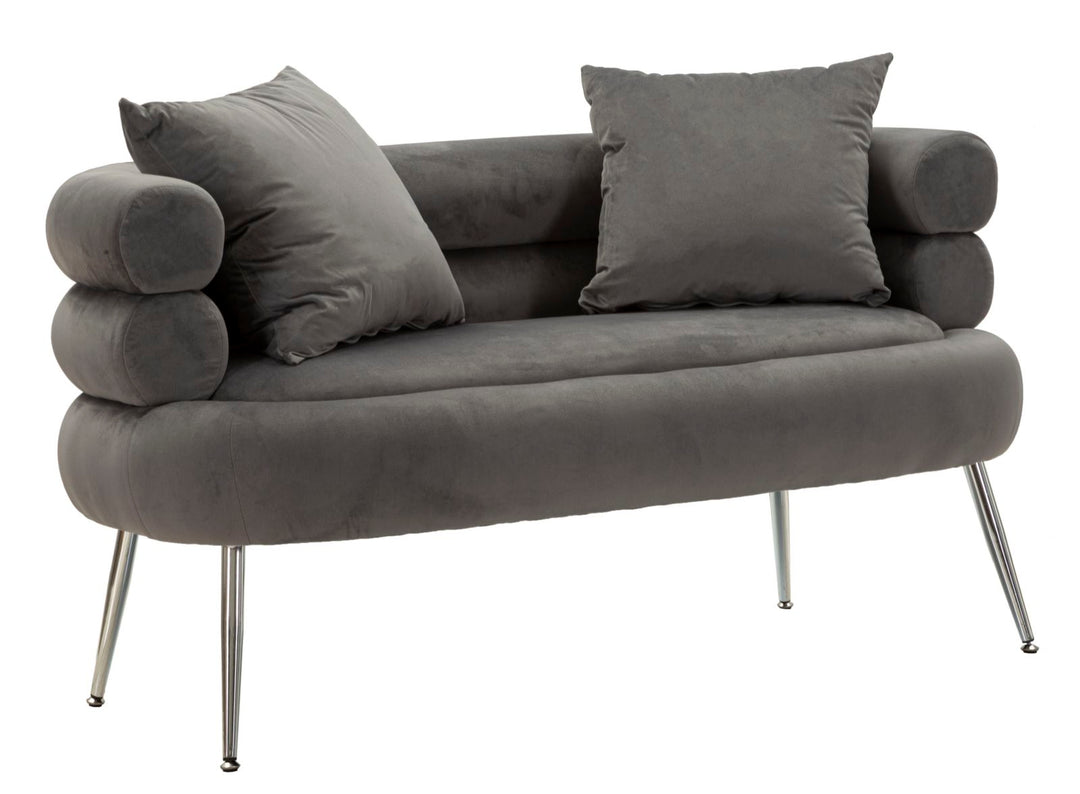 Graphitgrau Samt Sofa Mit Kissen Silvery Plus 2 Sitzer