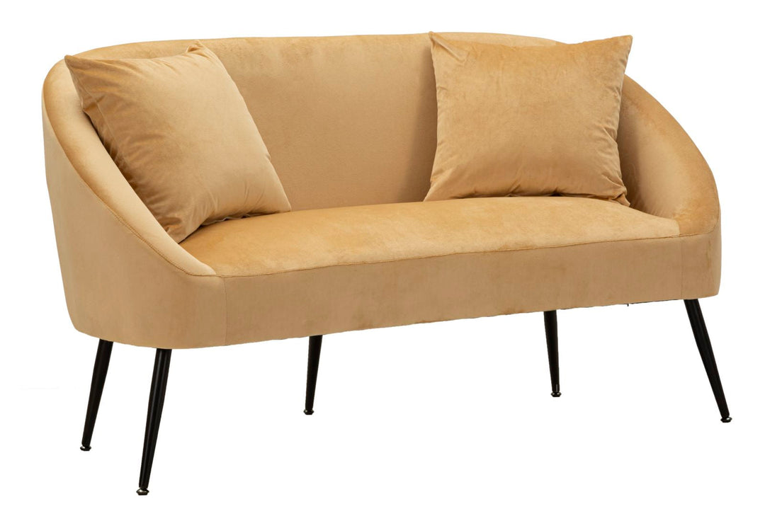 Beige Samt Sofa Mit Kissen Browy 2 Sitzer