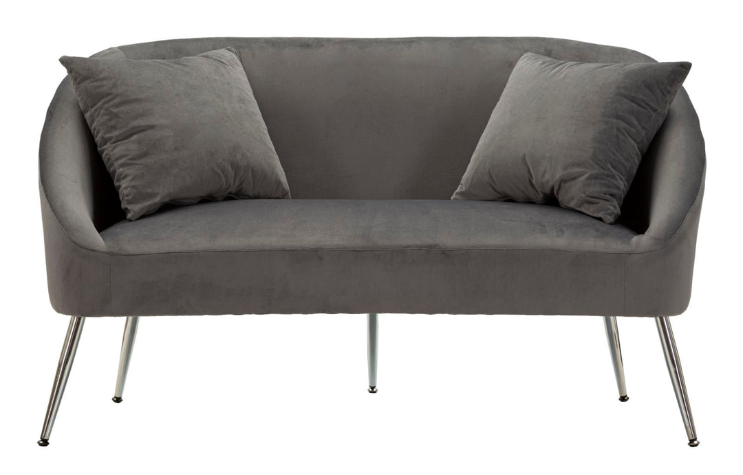 Graphitgrau Samt Sofa Mit Kissen Silvery 2 Sitzer