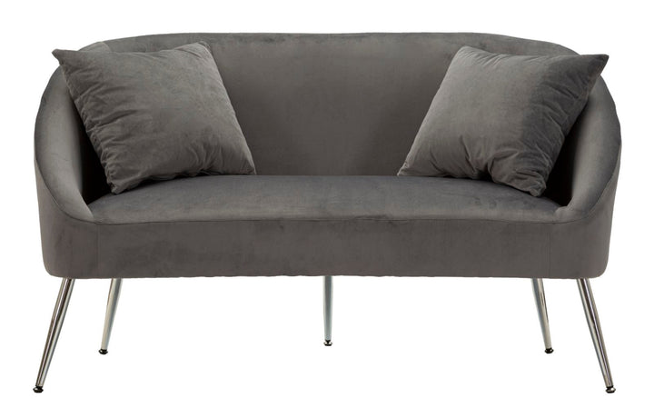 Graphitgrau Samt Sofa Mit Kissen Silvery 2 Sitzer