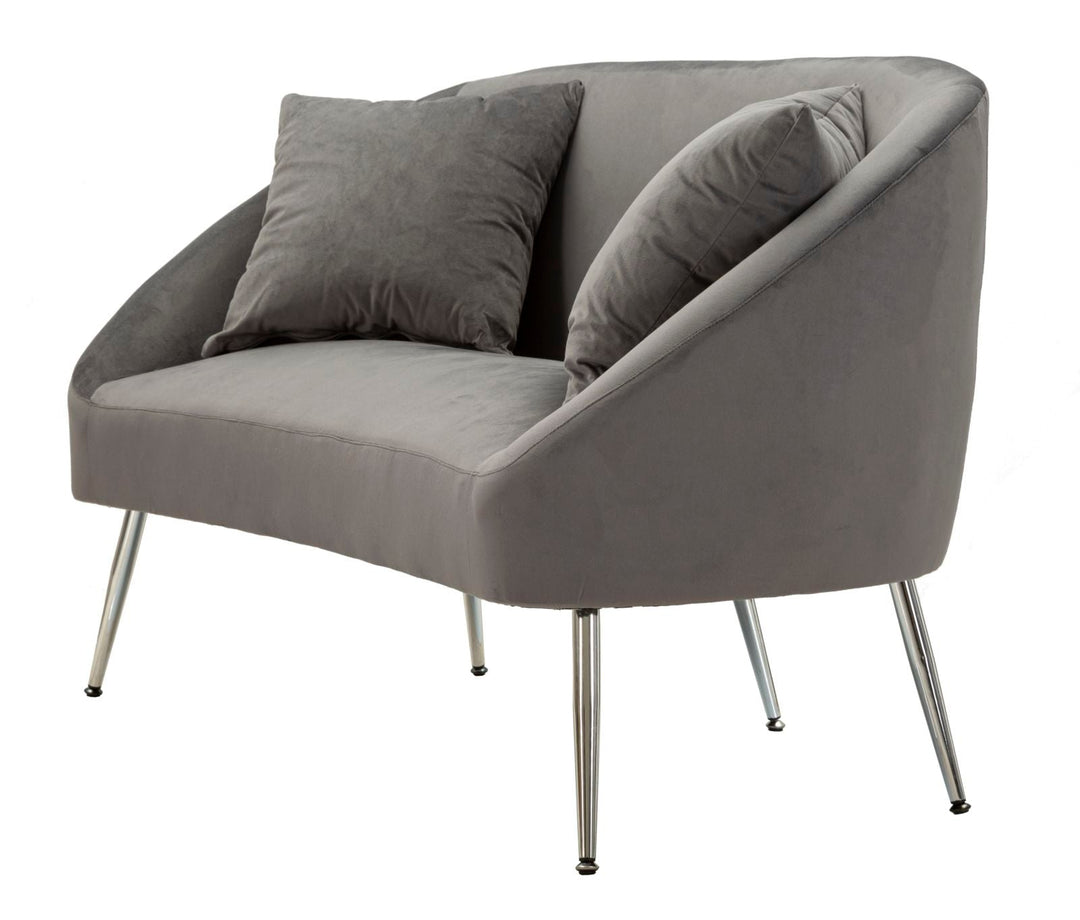 Graphitgrau Samt Sofa Mit Kissen Silvery 2 Sitzer