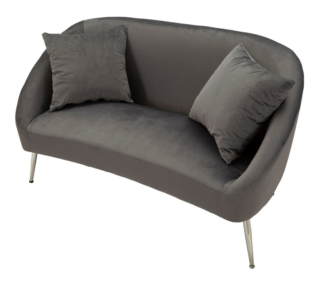 Graphitgrau Samt Sofa Mit Kissen Silvery 2 Sitzer