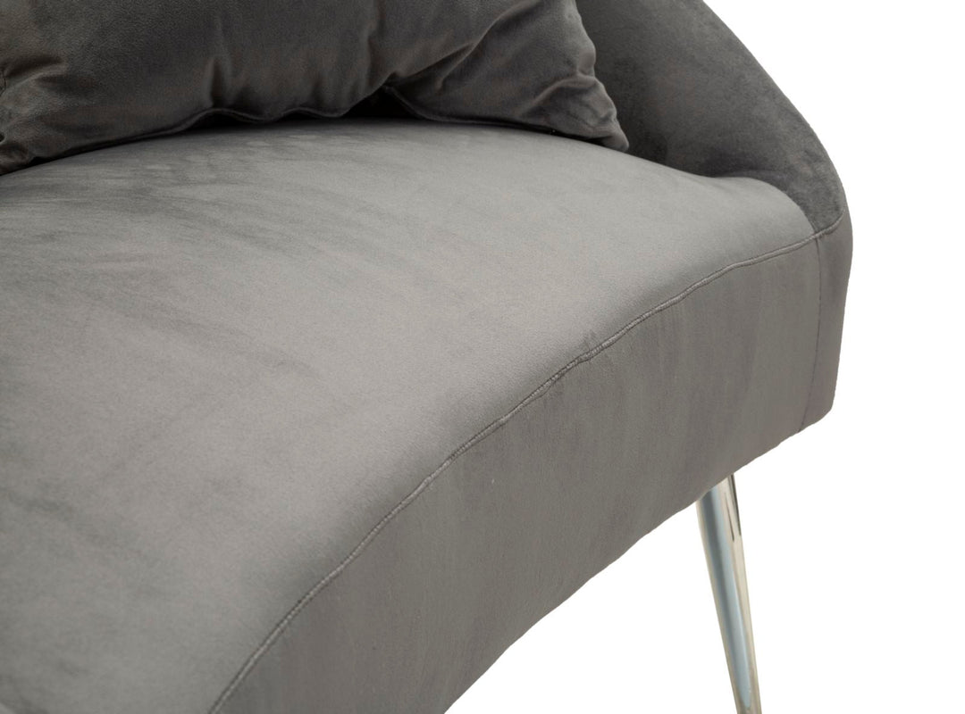 Graphitgrau Samt Sofa Mit Kissen Silvery 2 Sitzer