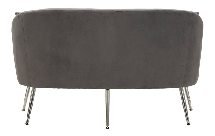Graphitgrau Samt Sofa Mit Kissen Silvery 2 Sitzer