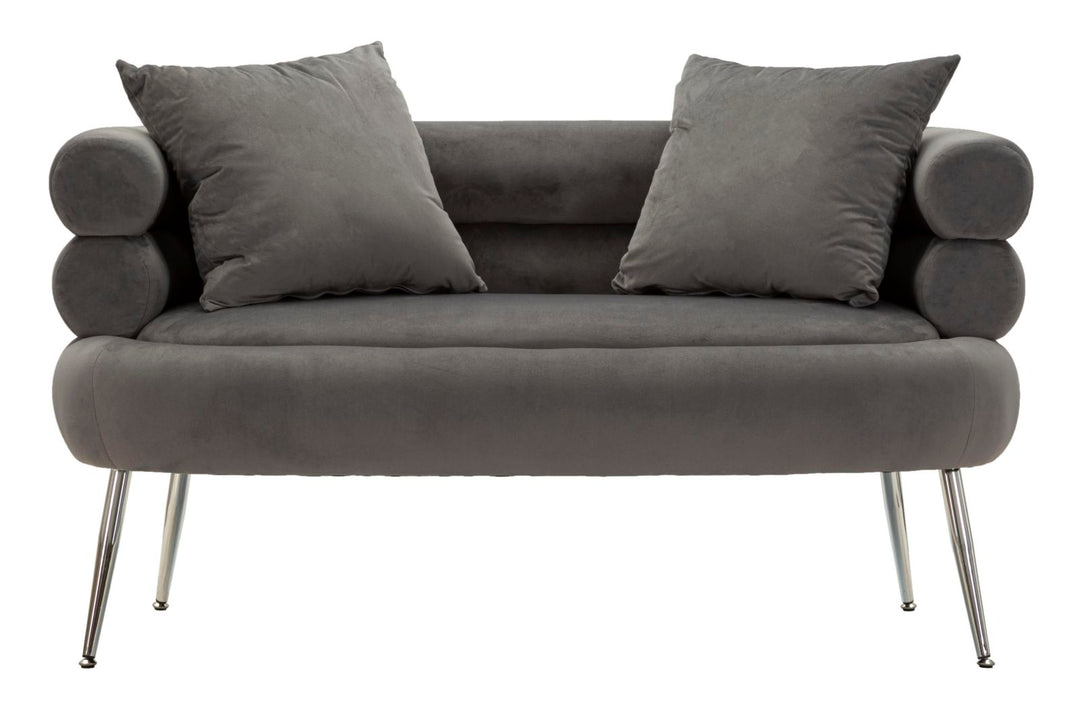 Graphitgrau Samt Sofa Mit Kissen Silvery Plus 2 Sitzer