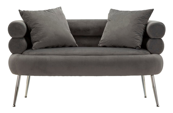 Graphitgrau Samt Sofa Mit Kissen Silvery Plus 2 Sitzer
