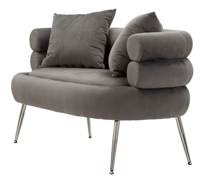 Graphitgrau Samt Sofa Mit Kissen Silvery Plus 2 Sitzer