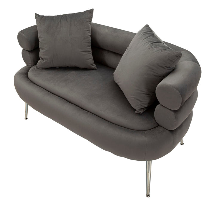 Graphitgrau Samt Sofa Mit Kissen Silvery Plus 2 Sitzer