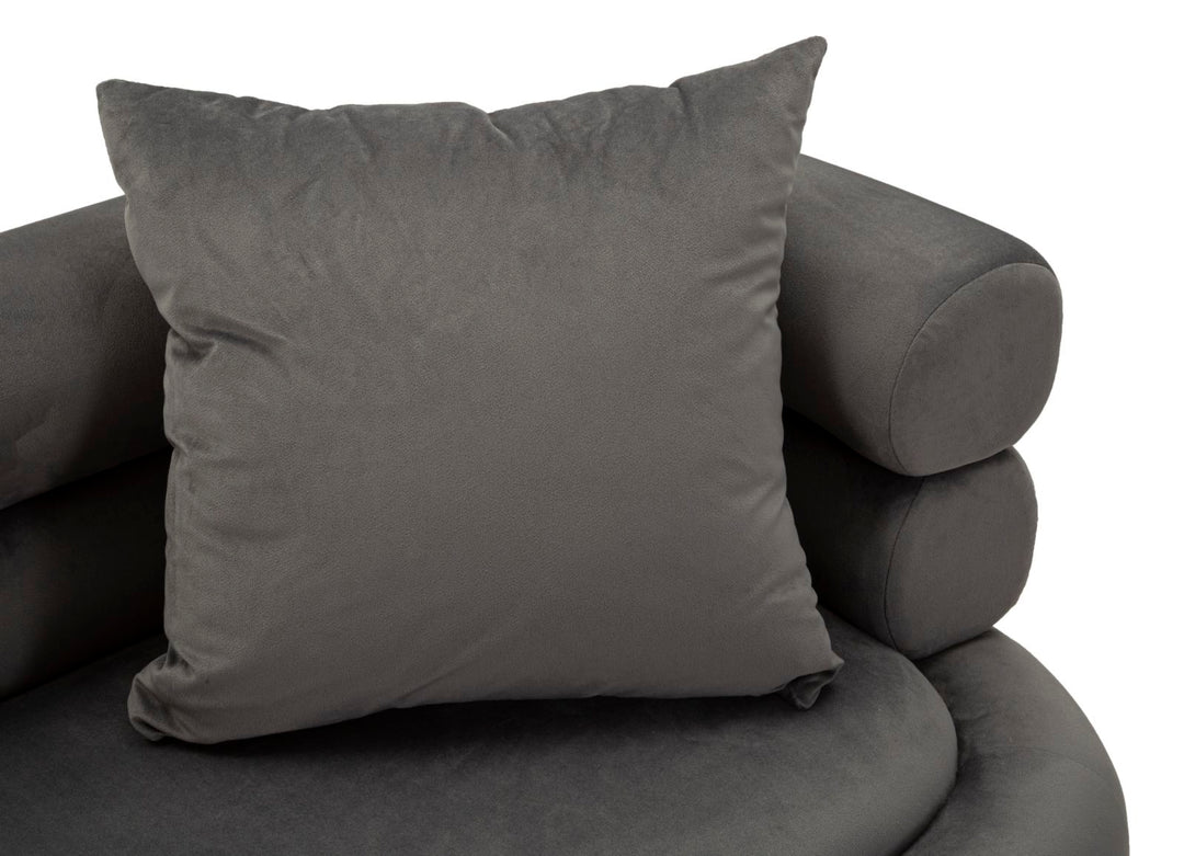 Graphitgrau Samt Sofa Mit Kissen Silvery Plus 2 Sitzer