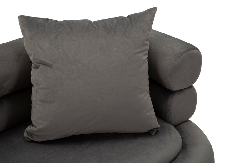 Graphitgrau Samt Sofa Mit Kissen Silvery Plus 2 Sitzer