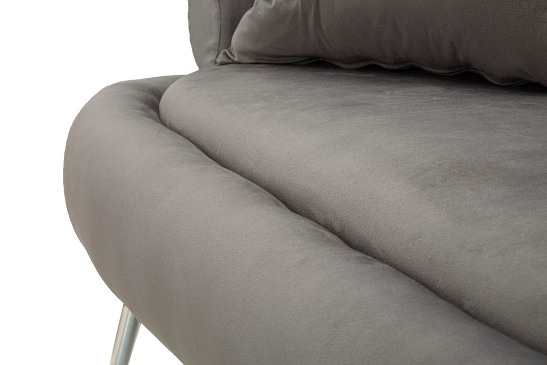 Graphitgrau Samt Sofa Mit Kissen Silvery Plus 2 Sitzer