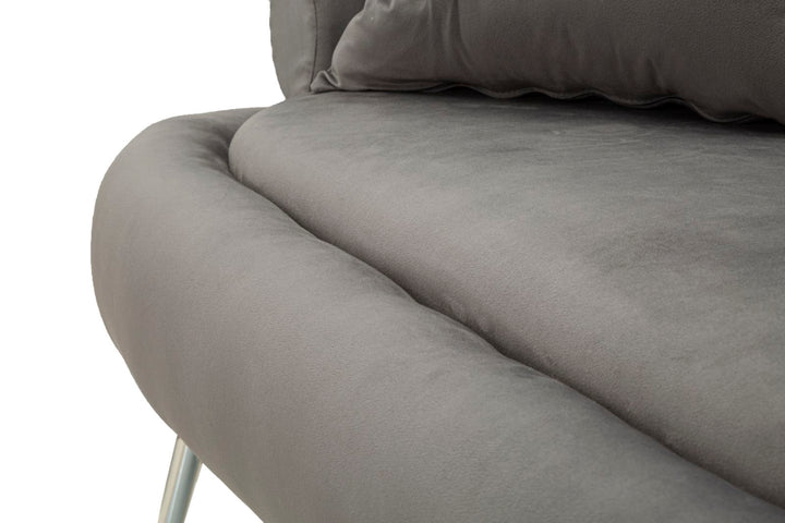 Graphitgrau Samt Sofa Mit Kissen Silvery Plus 2 Sitzer