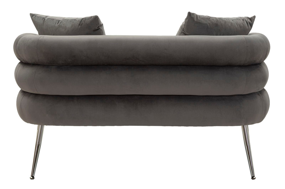 Graphitgrau Samt Sofa Mit Kissen Silvery Plus 2 Sitzer
