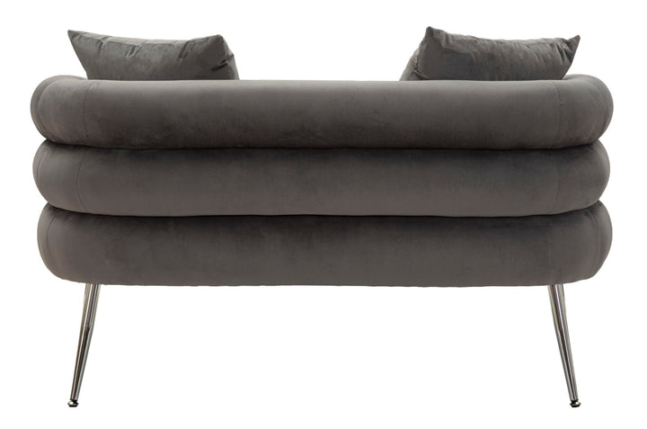 Graphitgrau Samt Sofa Mit Kissen Silvery Plus 2 Sitzer