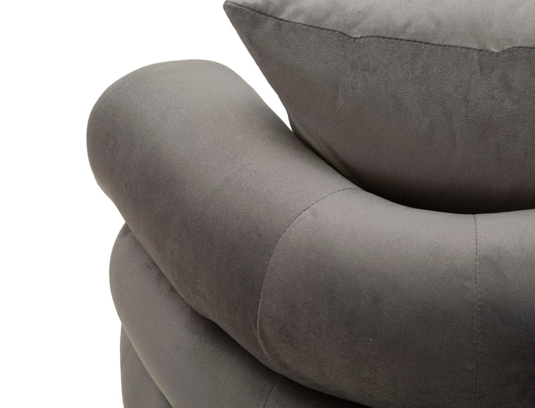 Graphitgrau Samt Sofa Mit Kissen Silvery Plus 2 Sitzer