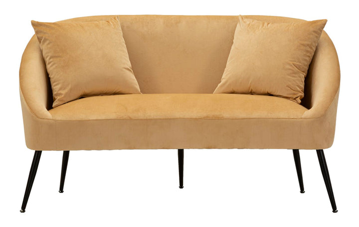 Beige Samt Sofa Mit Kissen Browy 2 Sitzer
