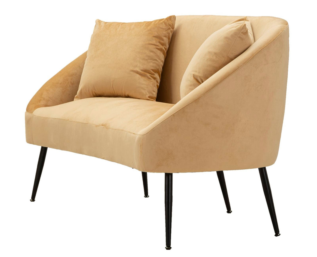 Beige Samt Sofa Mit Kissen Browy 2 Sitzer