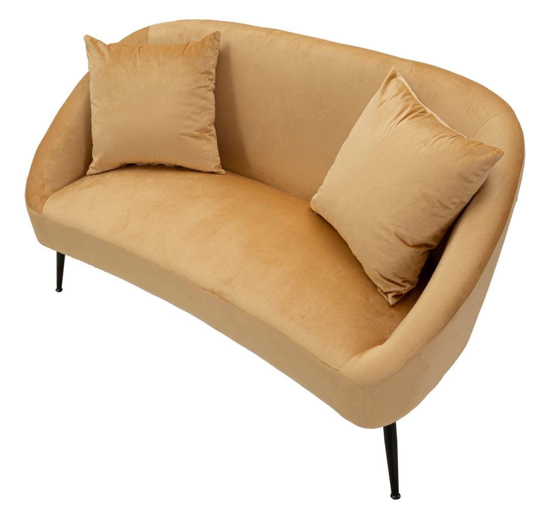 Beige Samt Sofa Mit Kissen Browy 2 Sitzer