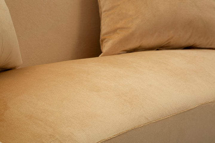 Beige Samt Sofa Mit Kissen Browy 2 Sitzer