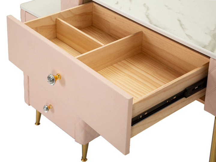 Rosa Schminktisch Mit Hocker Sharon Schlafzimmer (Marmorplatte)